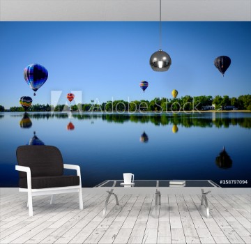 Picture of Hot Air Balloon Reflection in Lake